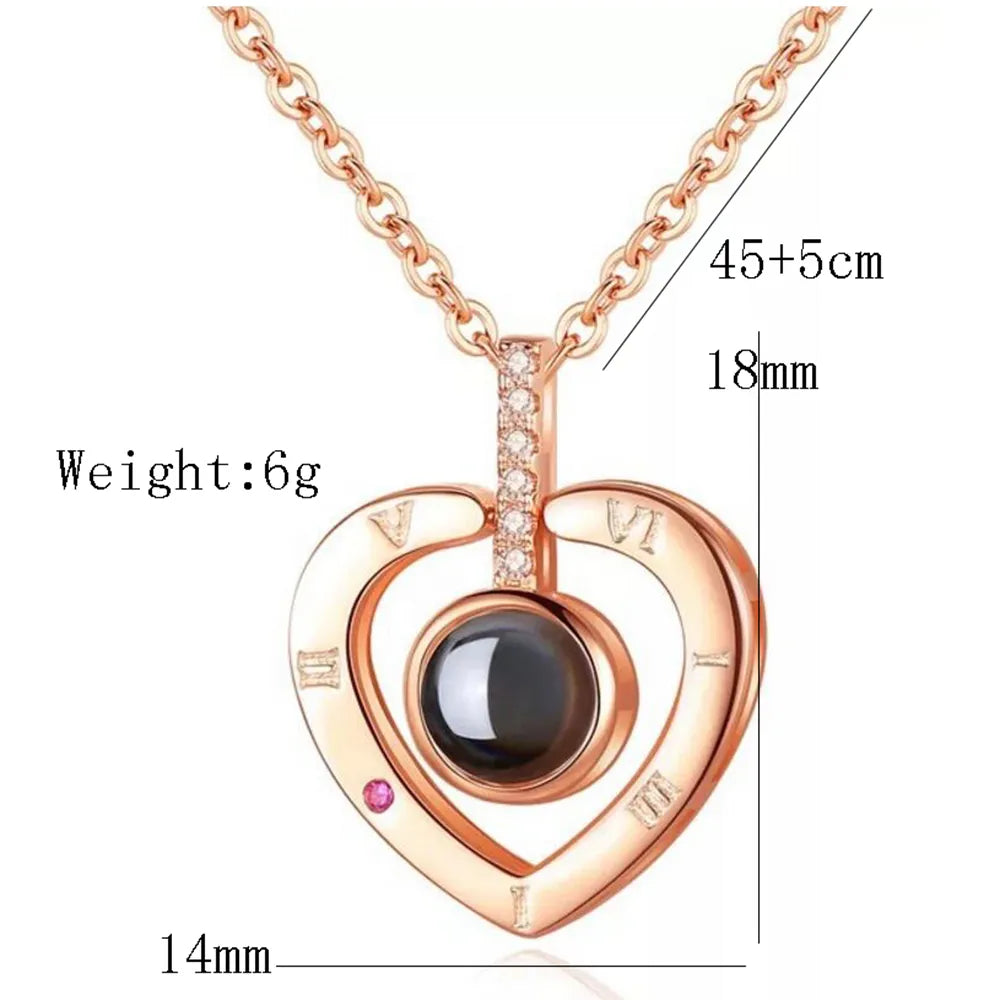 Fashion Heart Jewelry Lover Necklace With 100 Language I Love You Stainless Steel Pendant Valentine Day Gift Necklaces For Women