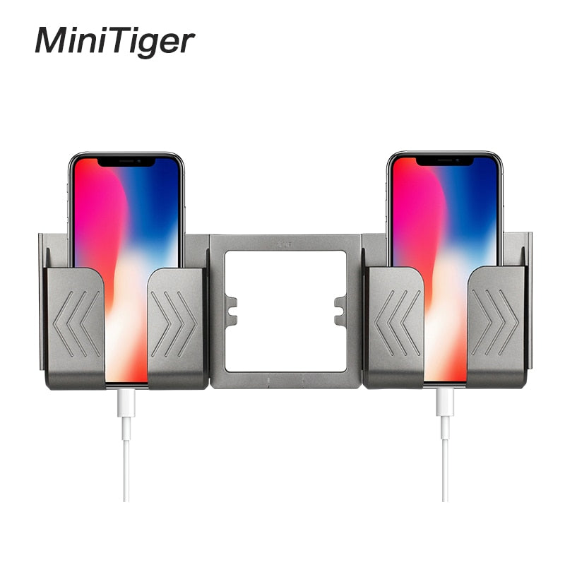 Minitiger Grey Wall Socket Phone Holder Smartphone Accessories Stand Support For Mobile Phone One / Two Phone Holder