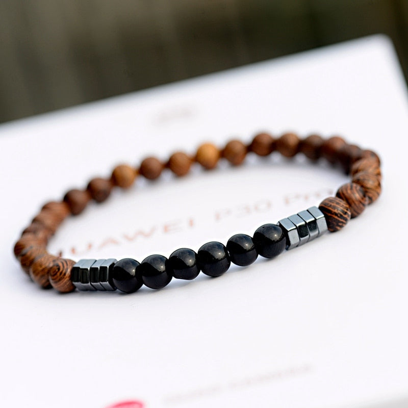 2020 Classic Women 6MM Natural Wood Beads Bracelet Men Ethnic Hematite Lava Stone Bracelet Homme Prayer Jewelry Yoga Bracelet