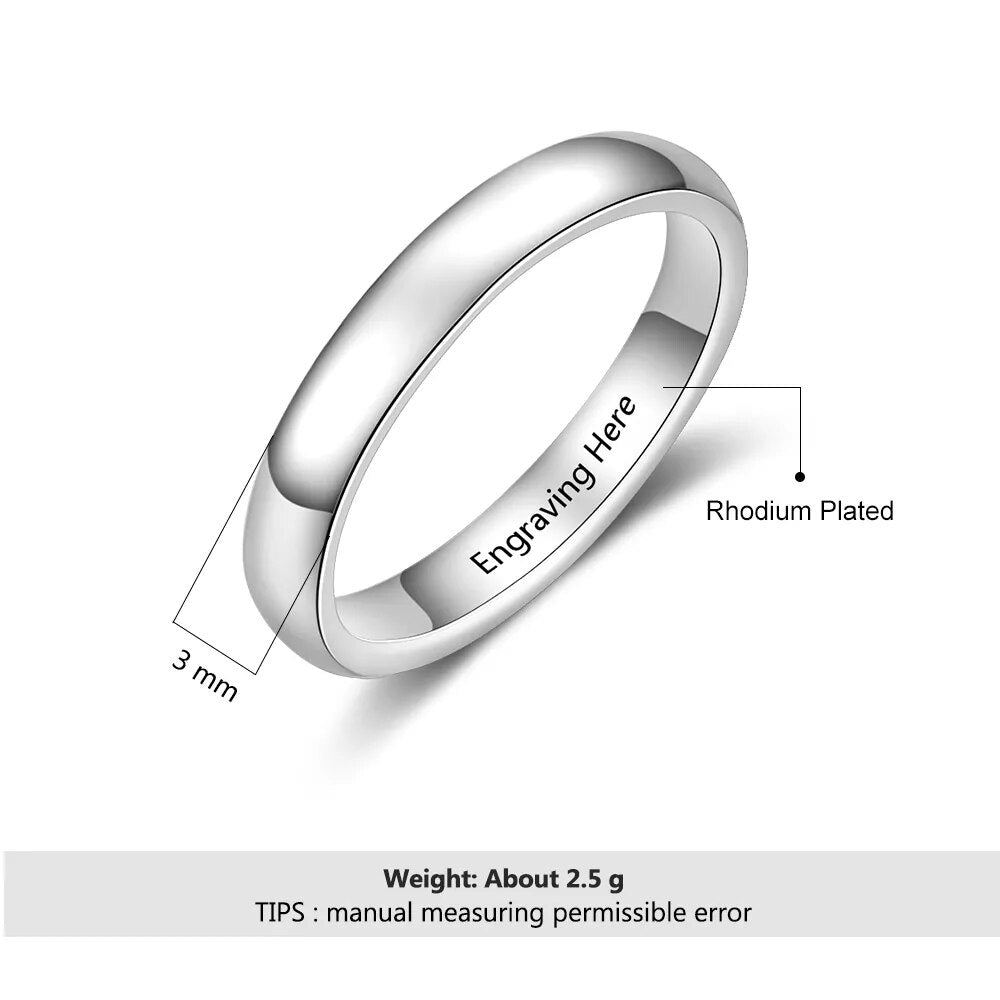 Classic Style Personalized Promise Rings for Women Engraved Name Wedding Bands Engagement Ring Jewelry Gift (JewelOra RI103798)