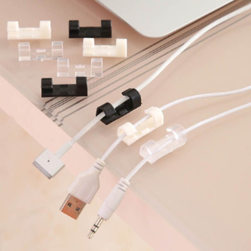 Self-adhesion Desk Organizers  Protector Ties Wire Cord Cable Clip  Management Wiring Accessories Cable Winder Holder Plastic