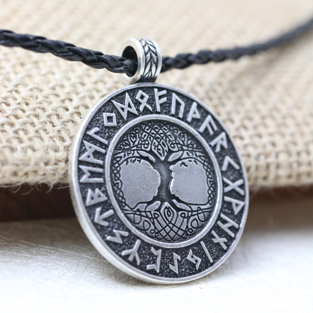 LANGHONG 1pcs Nordic Vikings Runes Amulet Necklace For Men The Tree of Life Necklace Nordic Talisman