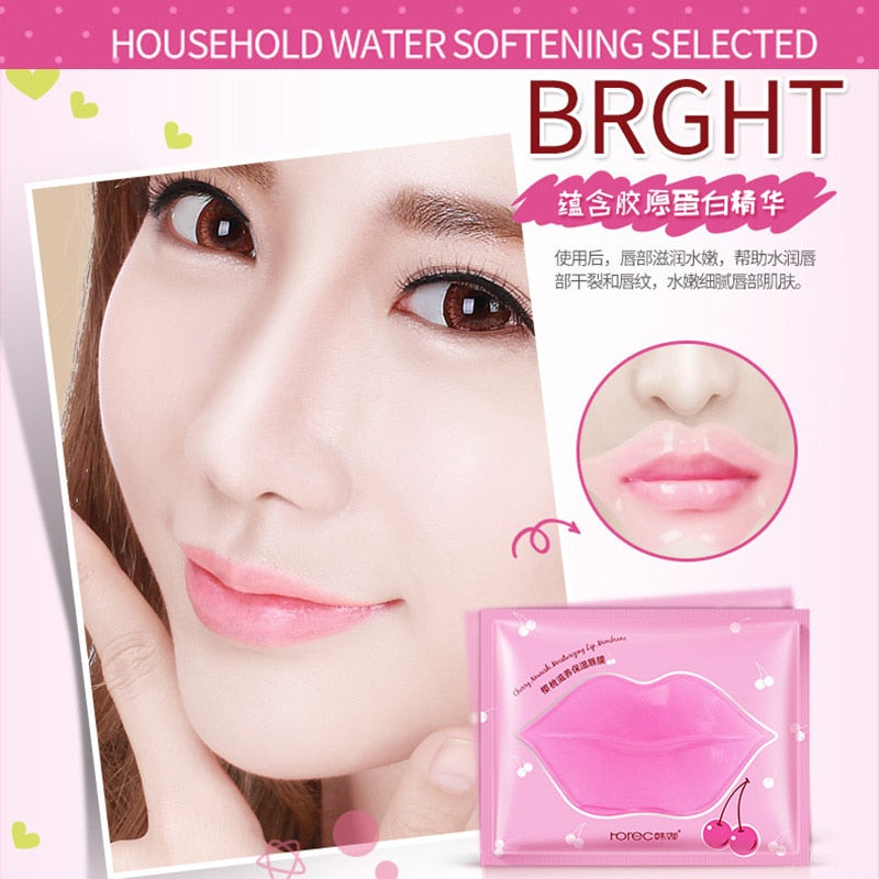 Beauty Pink Collagen Lip Mask Care Gel Mask Membrane Moisture Essence Anti-Ageing Crystal Pads Lip Membrane Lips  Skin Care