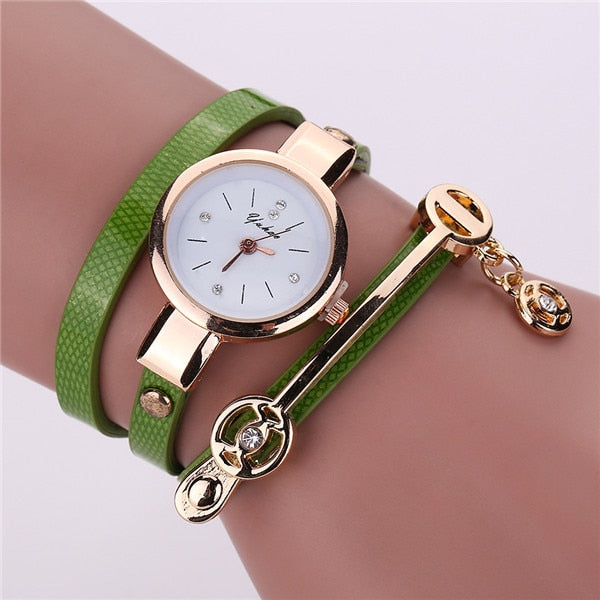 Fashion Women Charm Wrap Around Leather Quartz Wrist Watch Women Rhinestone Watch Female Montre mujer Special Gifts For Women