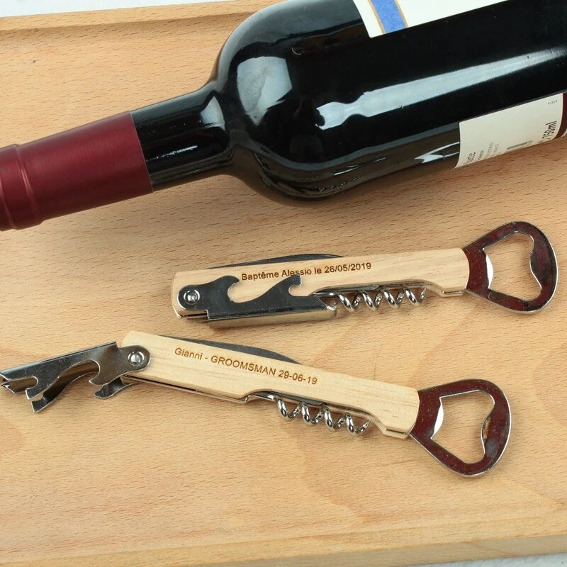 Custom Engraved Bottle Opener Corkscrew Knife Personalized Best Man Gift Groomsman Gift House Warming Gift Wedding Favor Gift