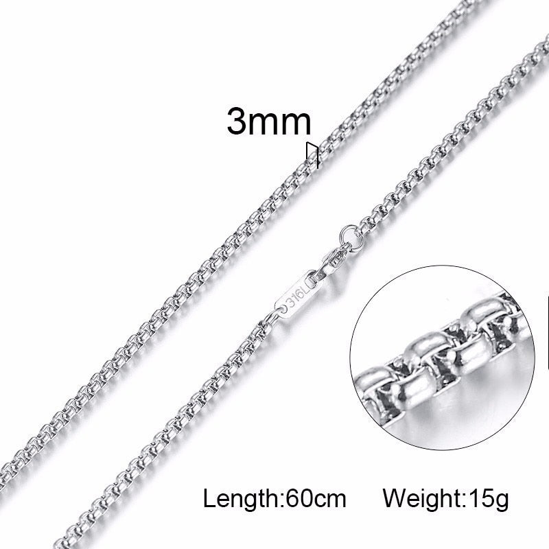 Vnox 3-6MM Tone Snake Cocoon Curb Link Flat Box Wheat Chains Stainless Steel Men Necklace Choker Jewelry 24 inch