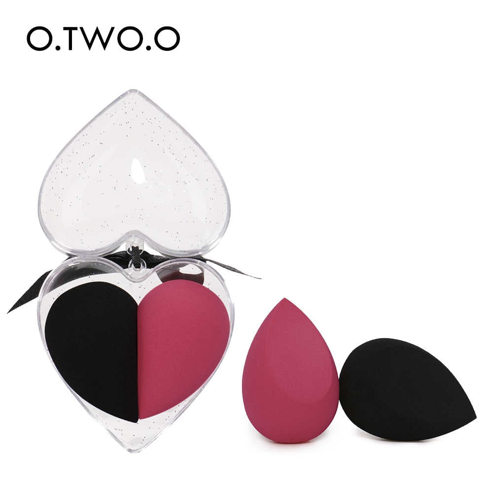 O.TWO.O 2pcs/set Makeup Sponge Heart-Shape Box Non-Latex Material Cosmetic Puff Powder Foundation Use Beauty Make Up Tools