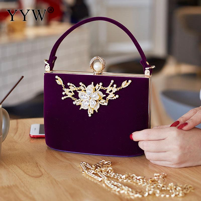 YYW Crystal Clutches Bag Party purse Women Evening Bags Handbag crossbody messenger bags wedding Purse Fashion Designer Chain