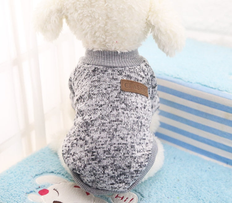 Pet Dog Clothes Sweater  For Small Medium Dog Jeans Chihuahua Pet Knit Coat dog Five Size  Cotton Chihuahua Grey XS-XXL PETASIA