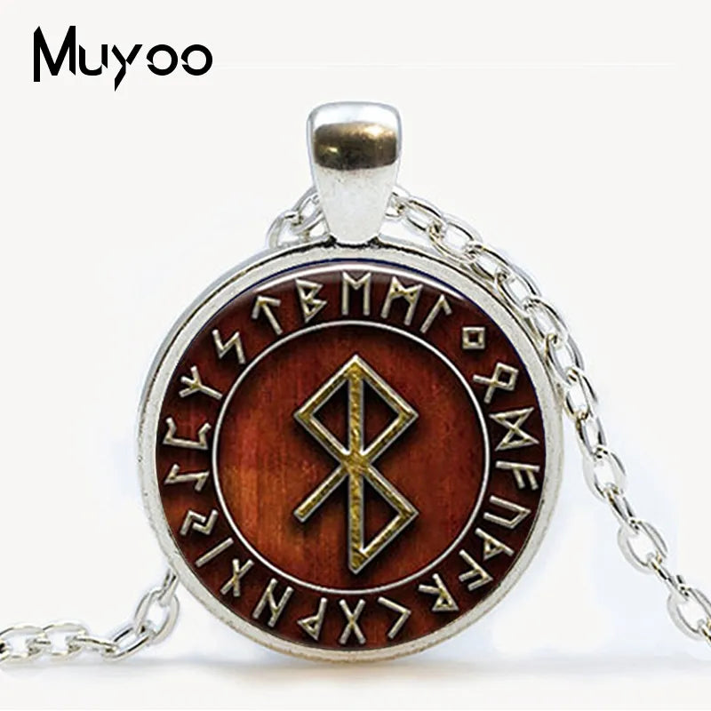 2019 Vinatge Viking Peace Rune in Runic Circle Pendant Viking Amulet Symbolism Steampunk Style Jewelry Glass Cabochon Necklace