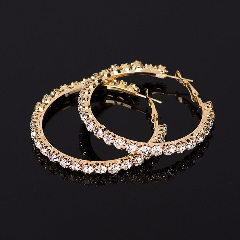 YFJEWE 2018 New Designer Crystal Rhinestone Earrings Women Gold Sliver Hoop Earrings Fashion Jewelry Earrings For Women #E029
