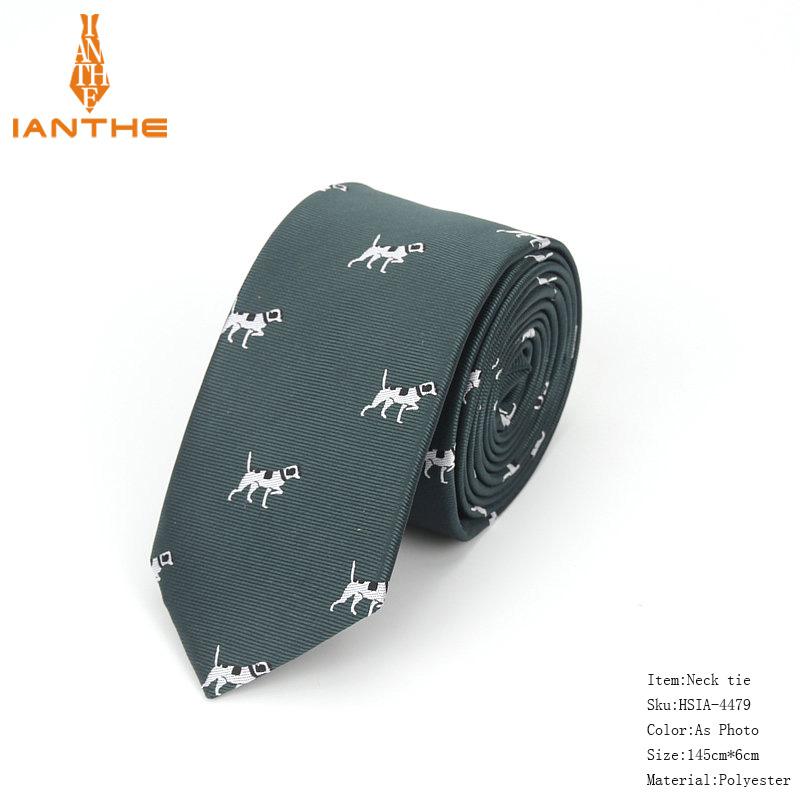 2018 Brand New Tie For Men Polyester Jacquard Animal Necktie for Wedding Business Suits 6cm Skinny Dot Neck Ties Slim Gravatas