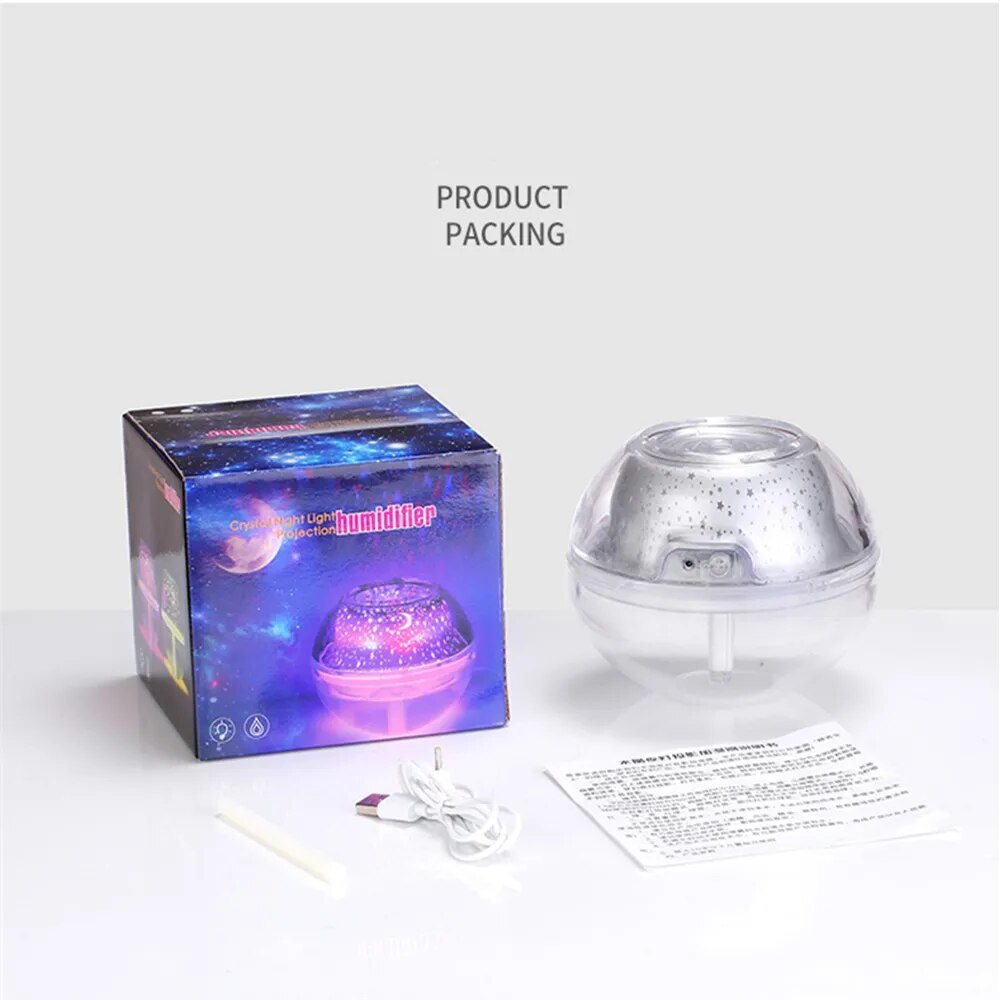 500ML air Humidifier usb Ultrasonic Aromatherapy Diffuser with Star sky Lamp for Home Babyroom Mini Electric Mist Maker Fogger