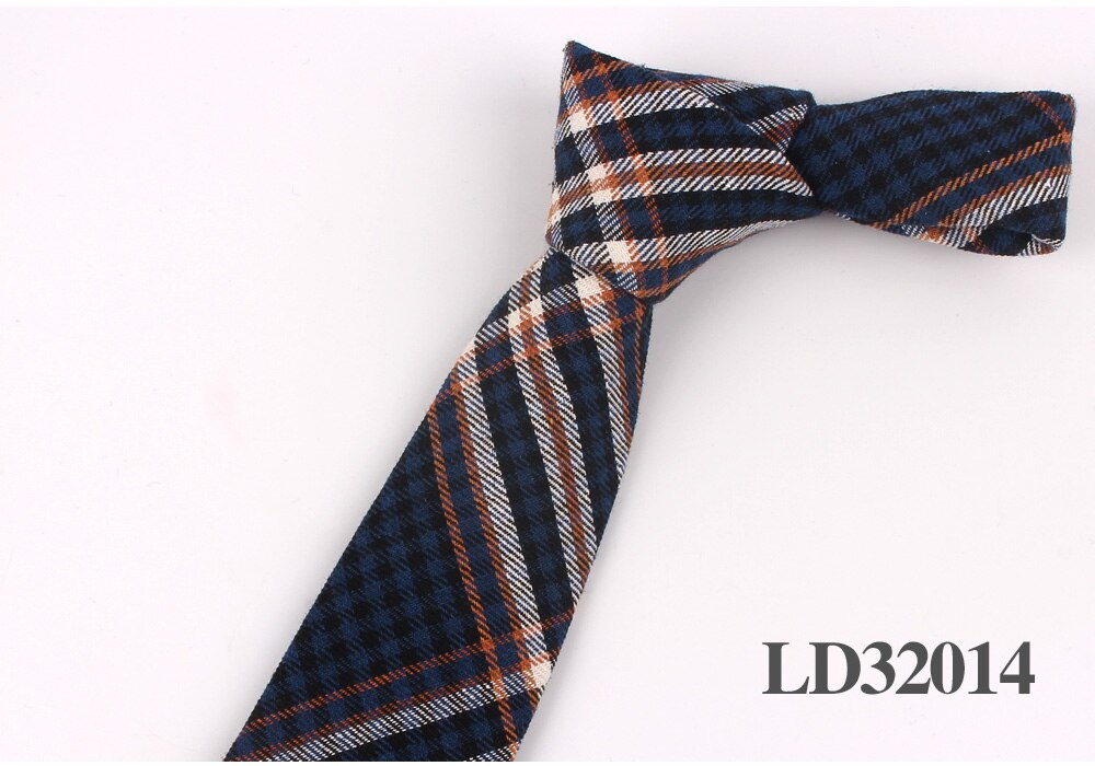 New Plaid Cotton Ties Skinny Causal Neck tie For Men Suits Mens Slim Necktie For Business Cravats 7cm Width Groom Neckties