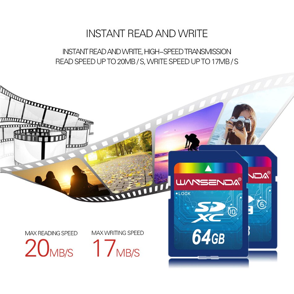 Hot sale Wansenda Full size SD card 64GB 32GB 16GB SDHC Card SD Card flash Memory Card 8GB 4GB universal for digital camera