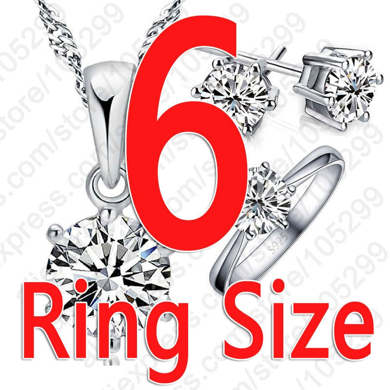 Woman&#39;s Birthday Gift Wedding Jewelry Set Fashion 925 Sterling Silver Crystal Necklace Ring Earring 3 pcs Free Shipping