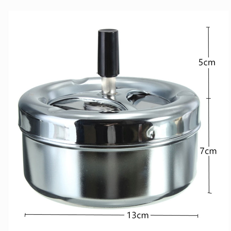 Round Push Down Ashtray Metal Spinning Cigarette Ashtray for Home Office Bar and Restaurant Smoke Ash Tray Holder Indoor Outdoor