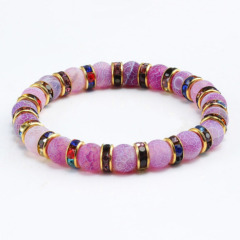 1Pcs Classic Colorful Purple Love Crystal Beaded Chakra Yoga Bracelet Female Natural Stone Beads Bracelets Women Men Jewelry Hot