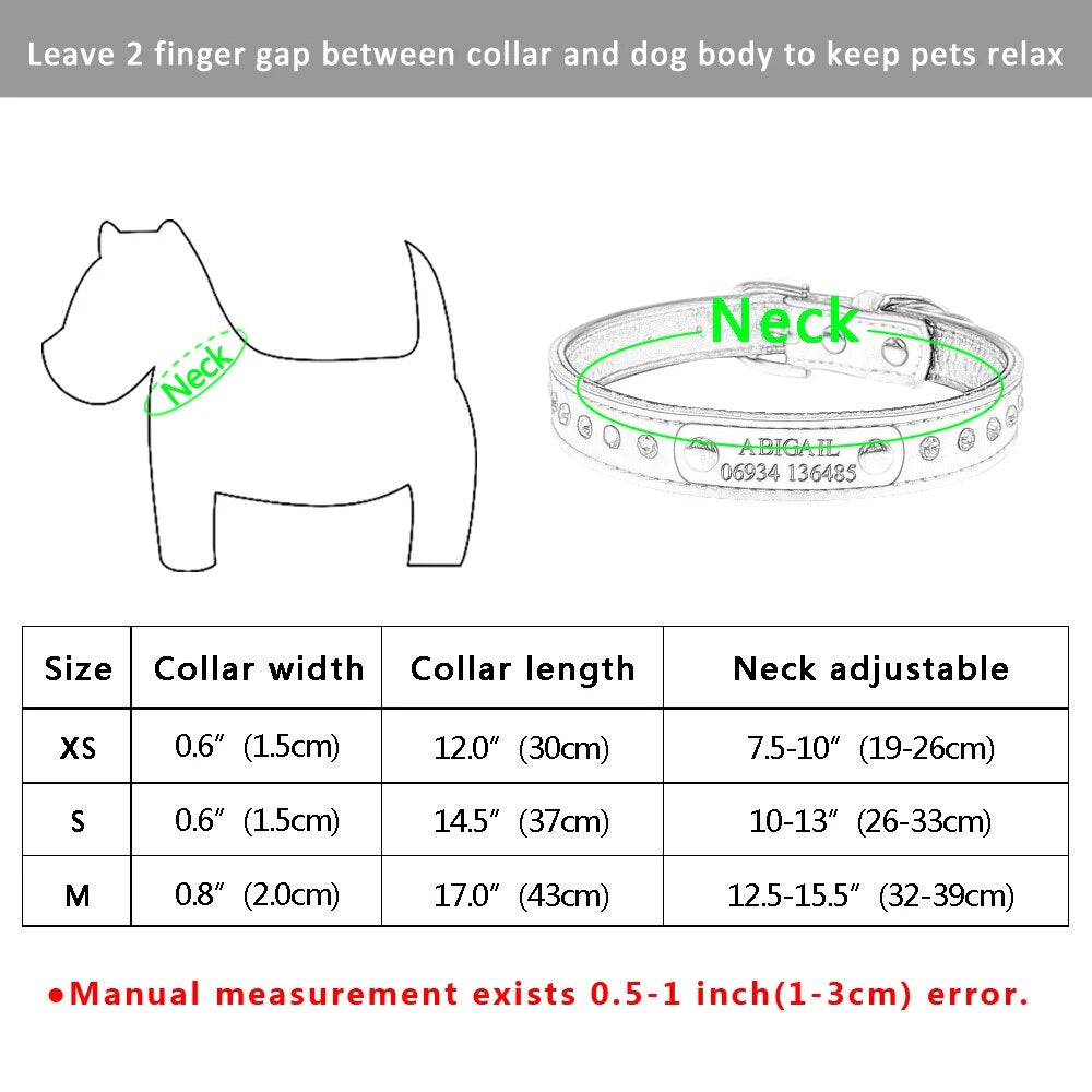 Personalized Dog Collar Engraved Leather Dogs Puppy Collar Customized Cat Collar For Small Dogs Chihuahua Yorkies Pink