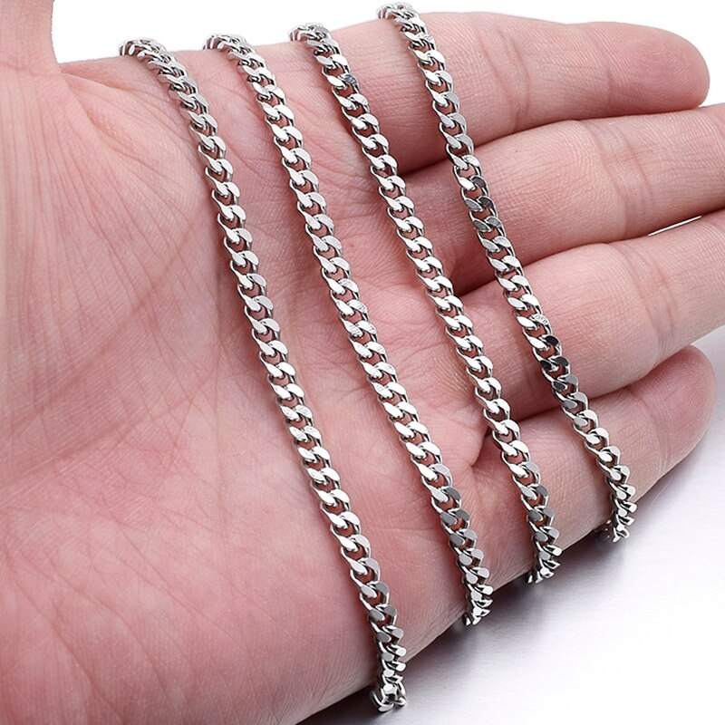 Latest ATGO (40-70cm) to choose 3mm wide Chain Necklace Stainless Steel Necklace Men accessories.