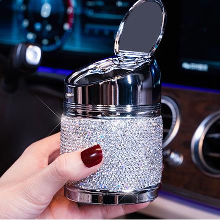 Handmade Diamond Car Ashtray Portable Smokeless Can Vehicle Cigarette Holder Smoke Universal Cylinder Holder Car Accessories