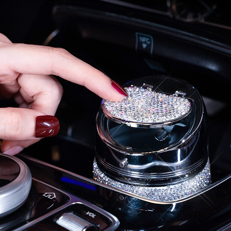 Handmade Diamond Car Ashtray Portable Smokeless Can Vehicle Cigarette Holder Smoke Universal Cylinder Holder Car Accessories