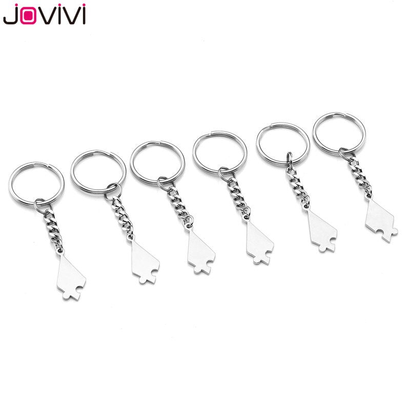 Jovivi Stainless Steel 5/6 Piece Key Ring Best Friends BFF Keychains Friendship Puzzle Piece Charm Gift Key Chain Jewelry.