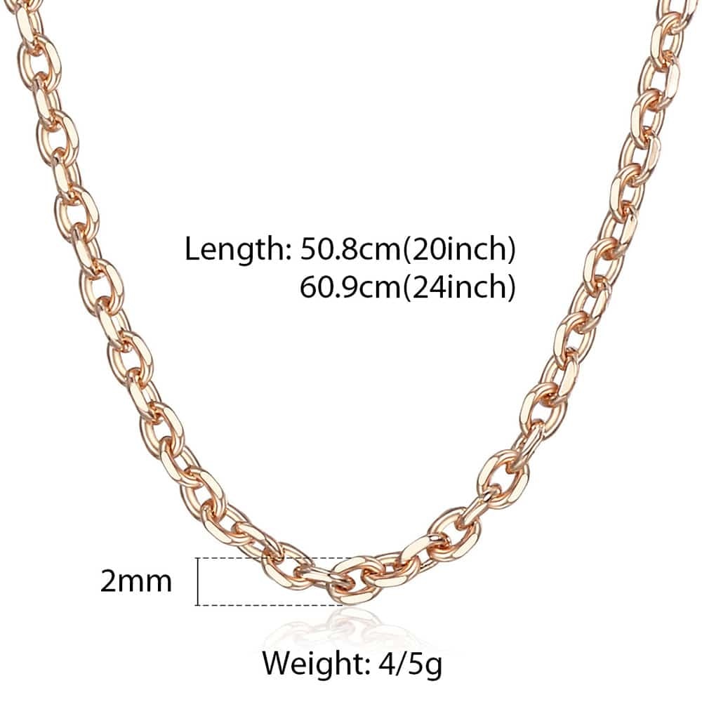 Davieslee Chain Necklace for Women Men 585 Rose Gold Color Necklace for Women Men Foxtail Hammered Bismark Chain 3-8mm DCNN1