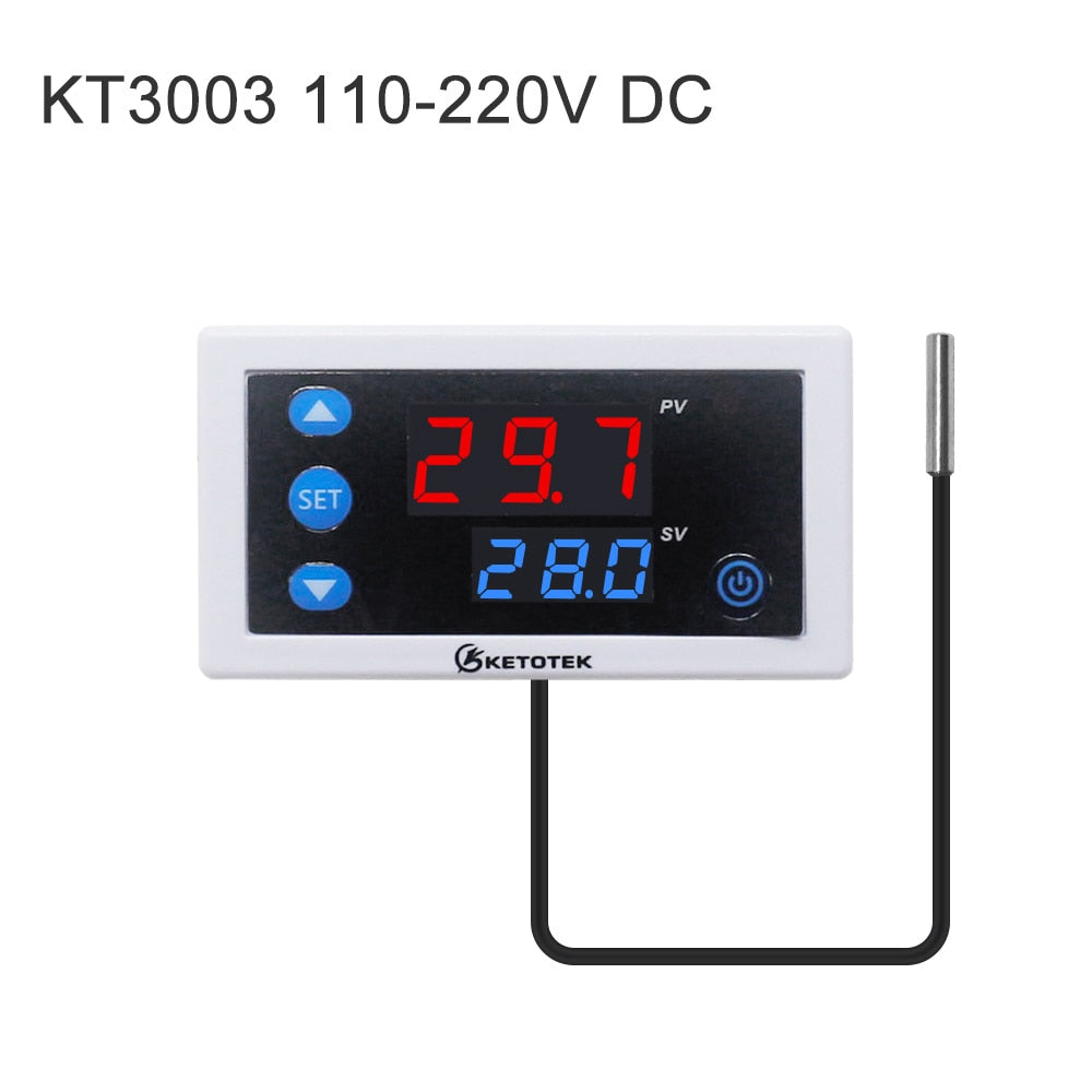 Digital Temperature Controller Thermostat W3230 DC 12V 24V AC110V-220V LED Display Heating Cooling White Black Waterproof Probe