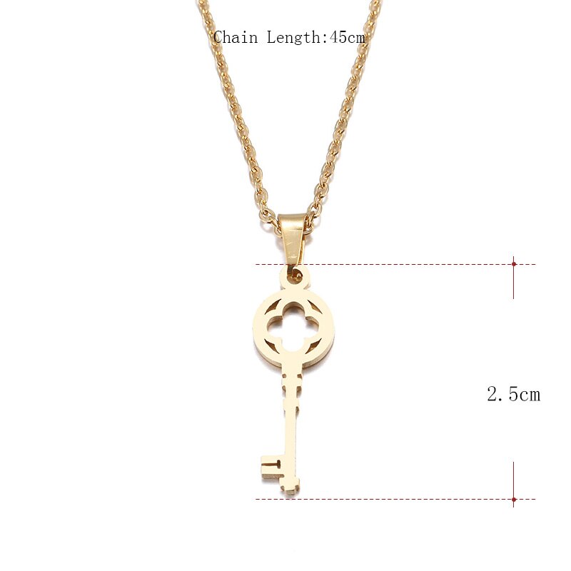 DOTIFI Stainless Steel Necklace For Women Lover's Fashion Key Pendant Clavicle Necklaces Valentine's Day Gift Card Jewelry