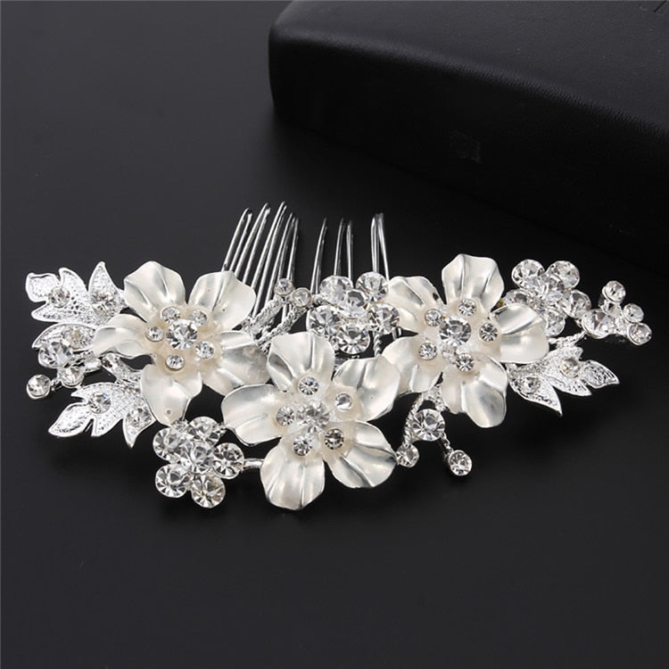 Fashion Wedding Crystal Barrette Pearl Hair Combs Ornament Bridal Hairpins Handmade  Accessories Jewelry For Bride