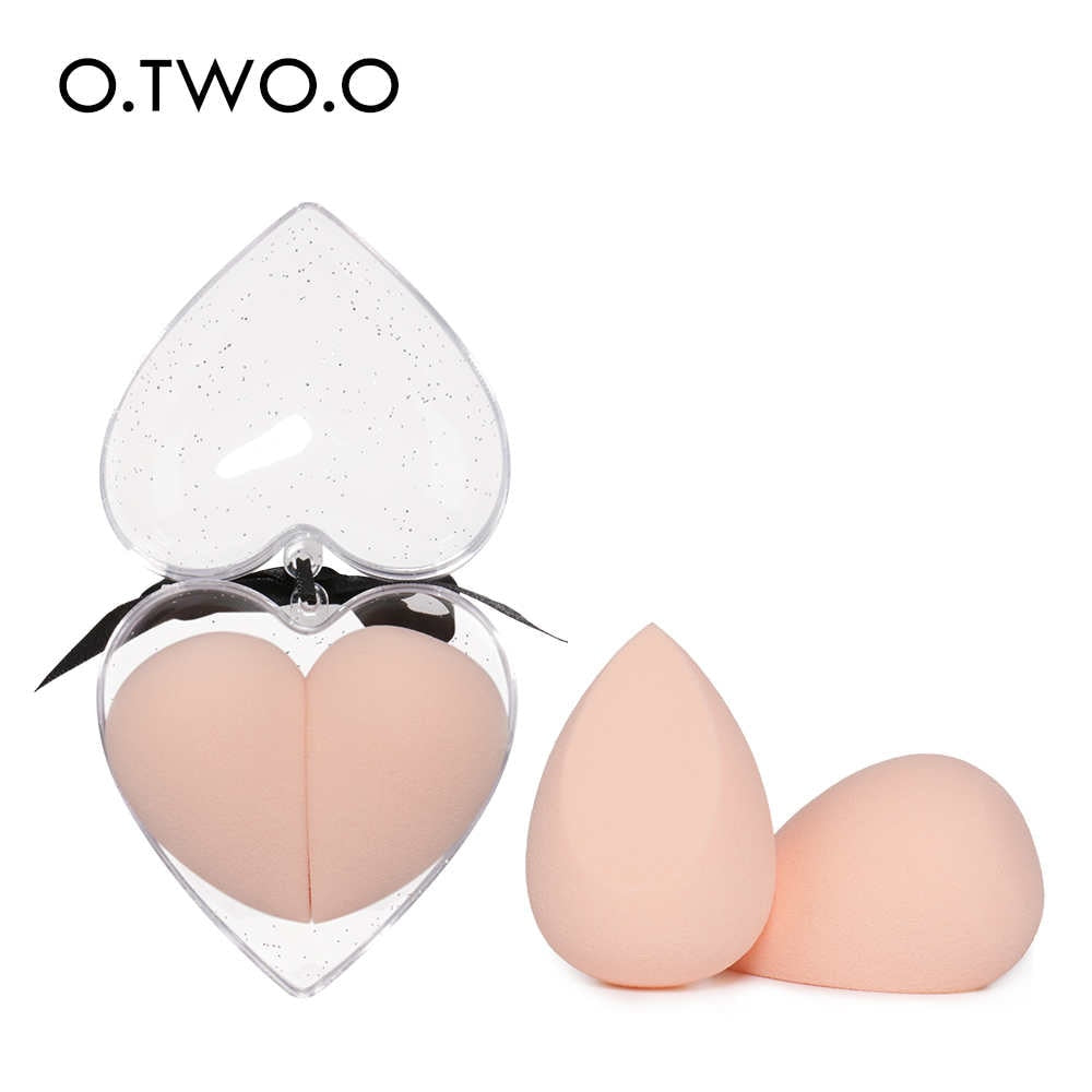 O.TWO.O 2pcs/set Makeup Sponge Heart-Shape Box Non-Latex Material Cosmetic Puff Powder Foundation Use Beauty Make Up Tools