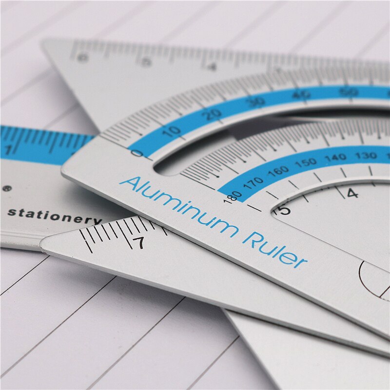 4PCS/Set UV Aluminum Alloy Ruler Drawing Measurement Geometry TriangleRuler straightedge Protractor A variety of rulers