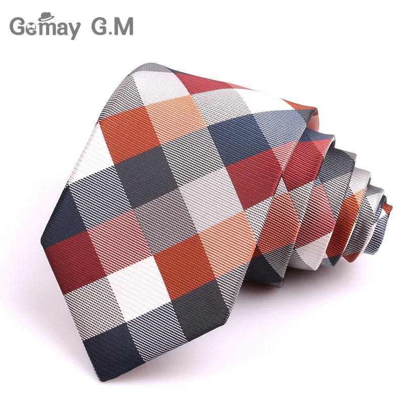 New Jacquard Woven Neck Tie For Men Classic Check Ties Fashion Polyester Mens Necktie For Wedding Business Suit Plaid Tie