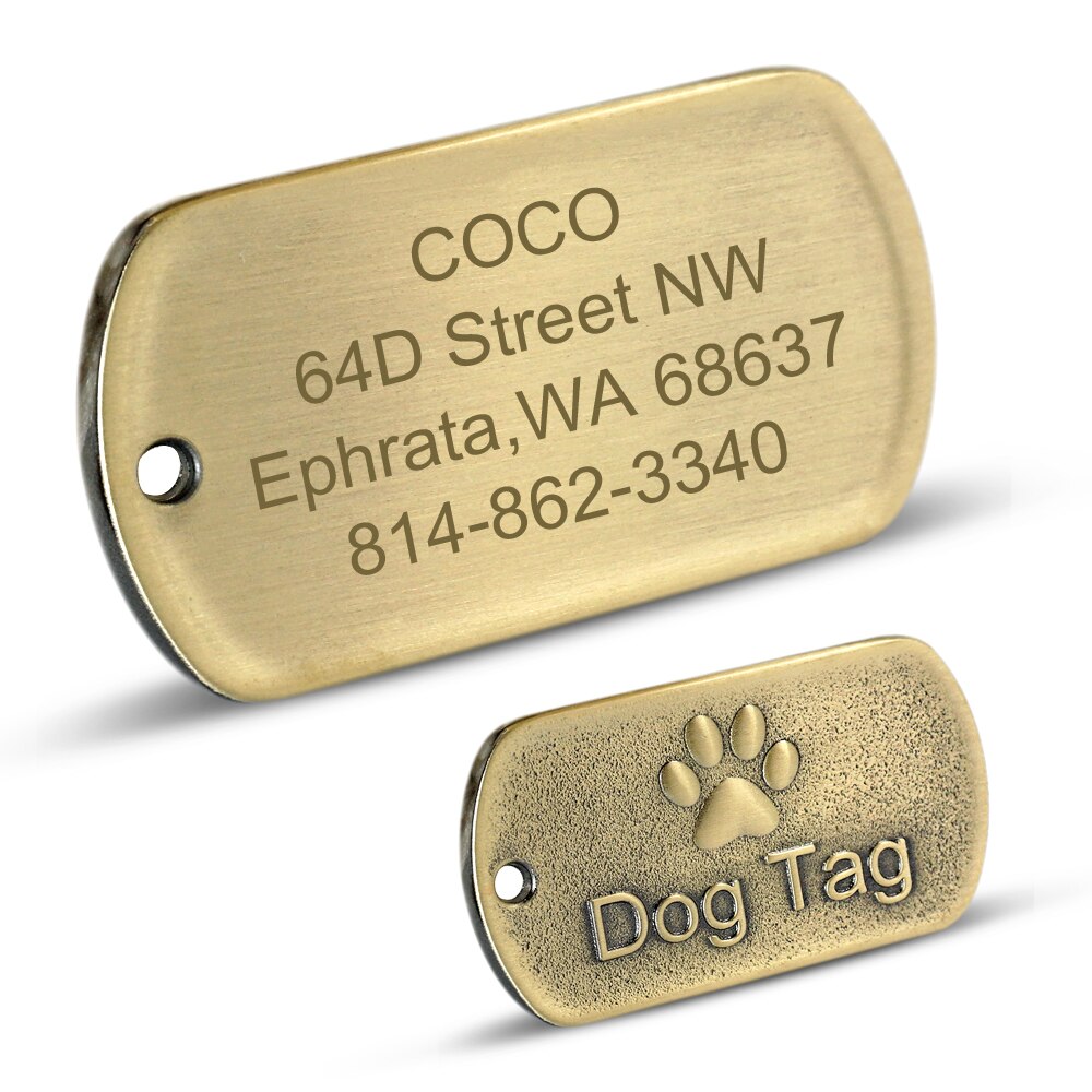 Customized Dog ID Tag Stainless Steel Military Dog Tags Free Engraved Nameplate Name Tags Pet Collar Pendant Dog Accessories