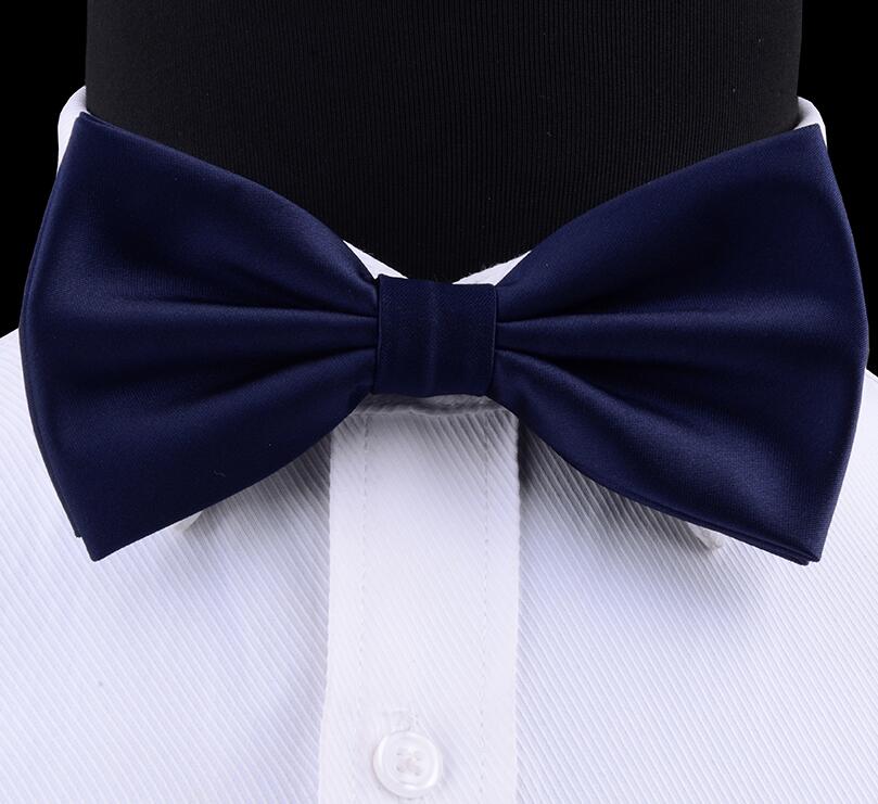 GUSLESON Silk Solid Pre-tied Bow Tie for Men Purple Black Yellow Double Fold Bow ties Waterproof Wedding Business Bowtie