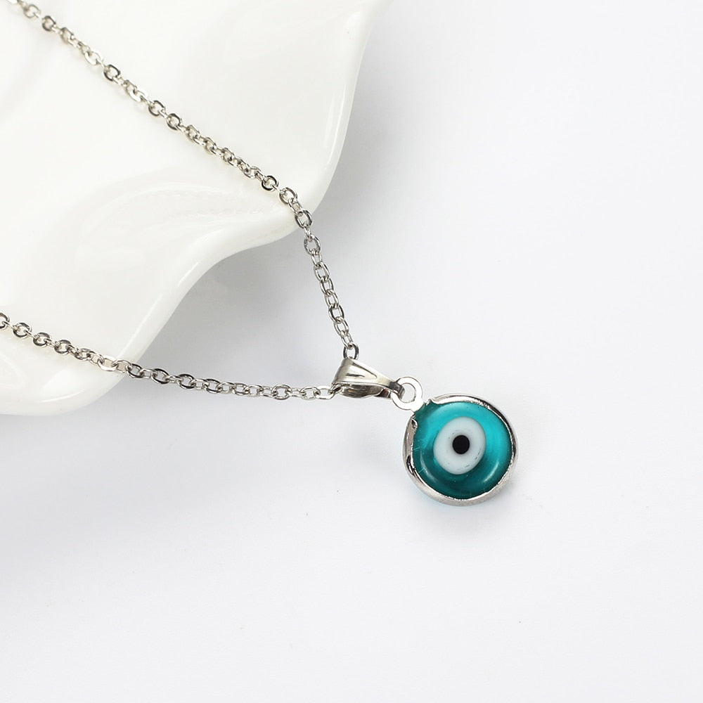 Lucky Eye Colorful Evil Eye Pendant Choker Necklace Resin Charms Necklace Jewelry For Women Men Hand Made EY4982