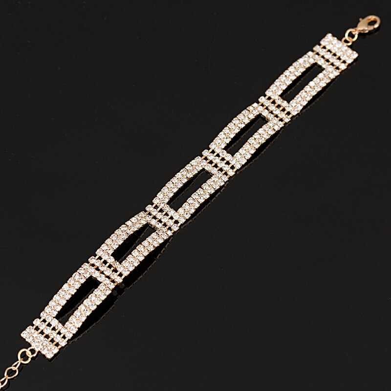 Top Quality AAA Roman Chain Bracelet &amp; Bangle For Women Crystal Gold and Silver Color Plating Wedding Accessories Jewelry #B048