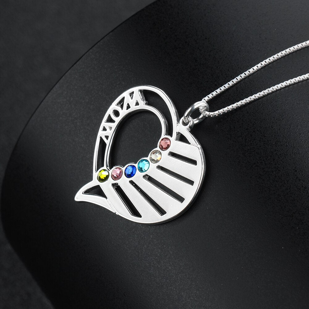 Mom&#39;s Gift Name Necklace Personalized Birthstone Engrave Name 925 Sterling Silver Necklaces &amp; Pendants (JewelOra NE102362)