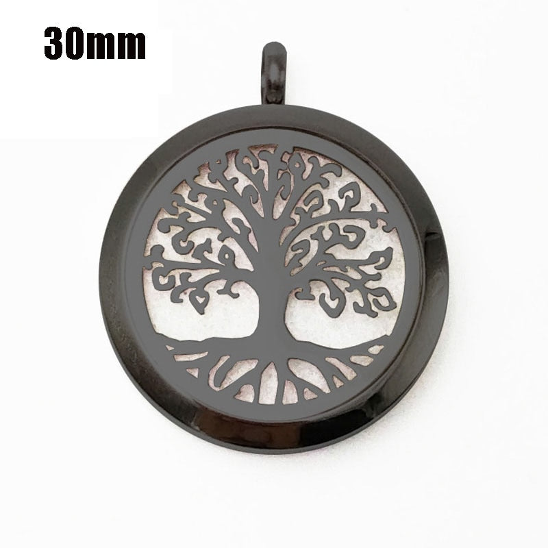 Tree Hollowed Magnetic Aromatherapy Diffuser  Pendant Chain Necklace Stainless Steel Perfume  Essential Oil Locket Necklace