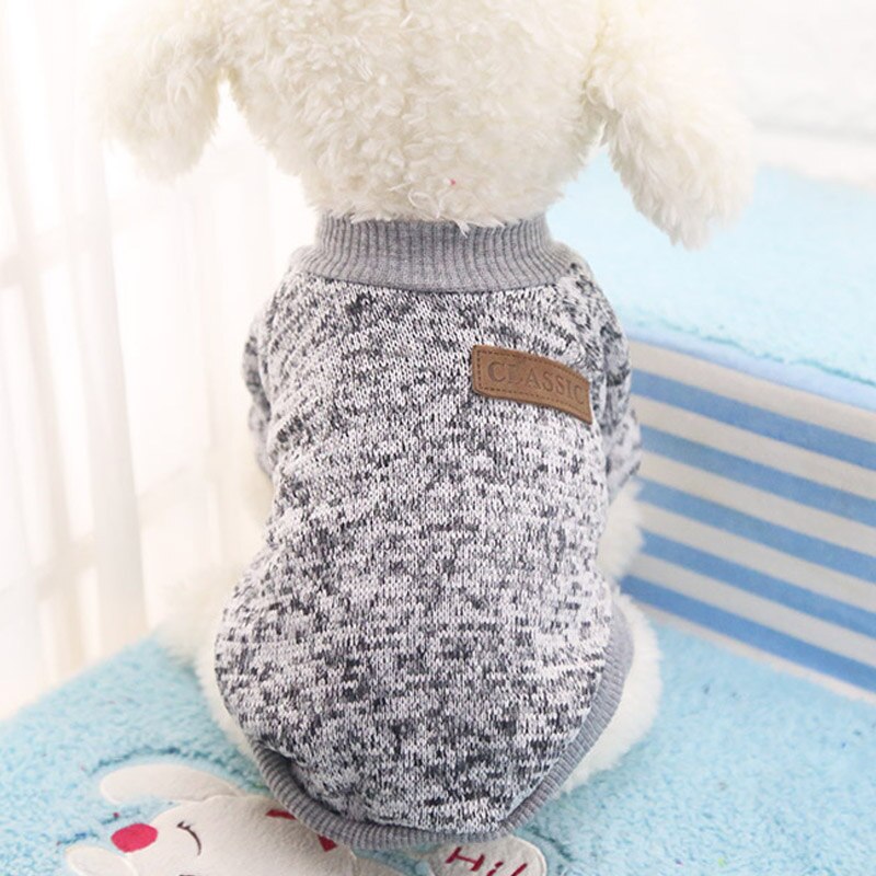 Pet Dog Clothes Sweater  For Small Medium Dog Jeans Chihuahua Pet Knit Coat dog Five Size  Cotton Chihuahua Grey XS-XXL PETASIA