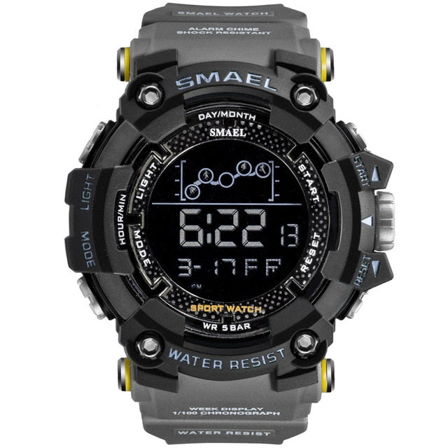 SMAEL Mens Watch Military Waterproof Sport WristWatch Digital Stopwatches for Men 1802 Military Electronic Watches Male Clock