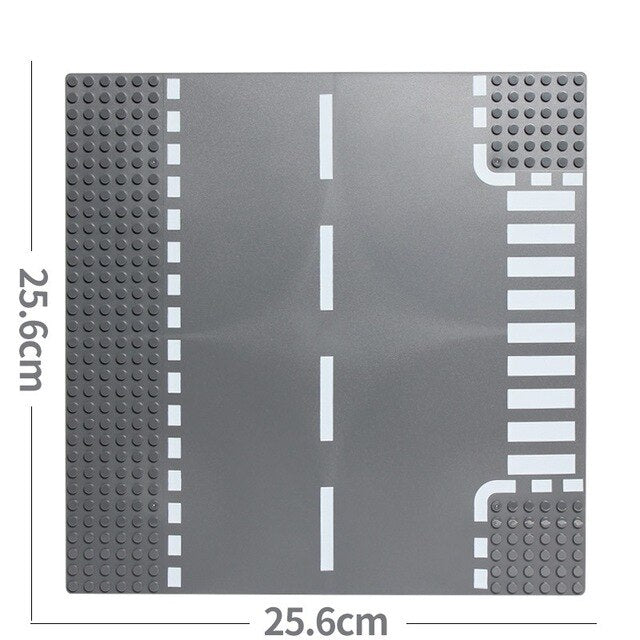 Classic Road Base Plates Straight Crossroad Curve Small Dots Baseplate Board City DIY Building Blocks Toys