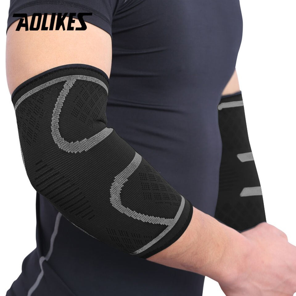 AOLIKES 1 Pair Elastic Elbow Pads Basketball Tennis Elbow Support Protector Gear Breathable Elbow Brace Sport Safety Accessories