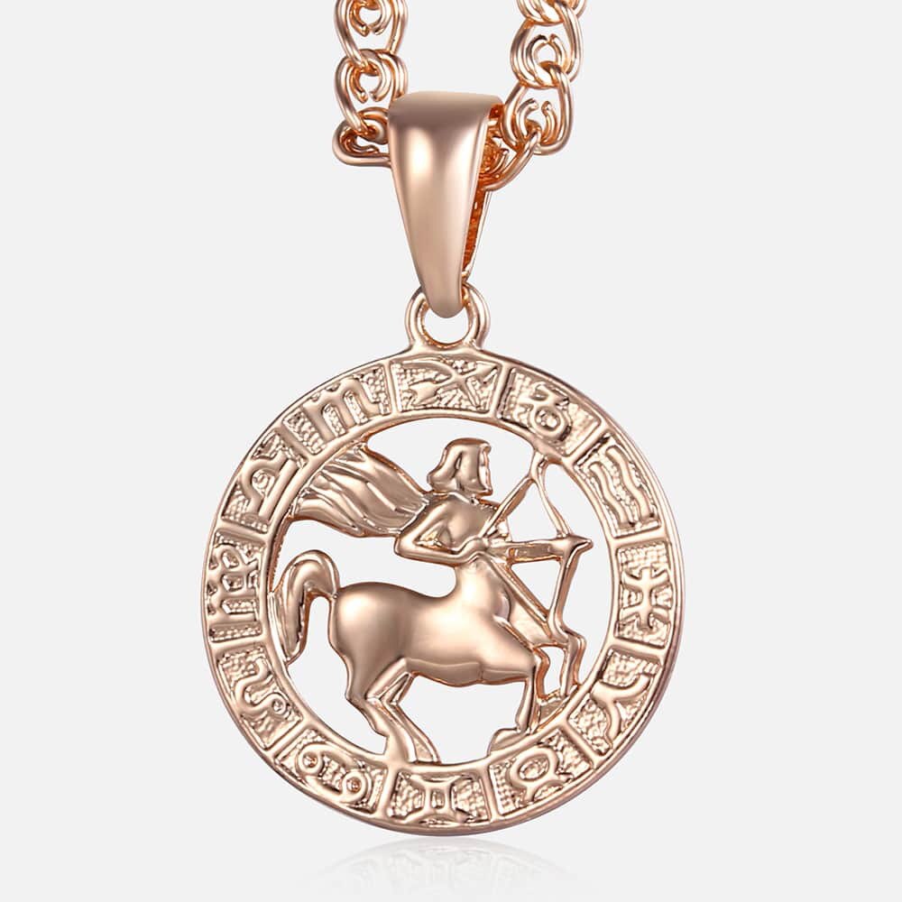 12 Zodiac Sign Constellations Pendant Necklace For Women Men 585 Rose Gold Color Necklace  Birthday Gifts Drop Shipping GPM16A