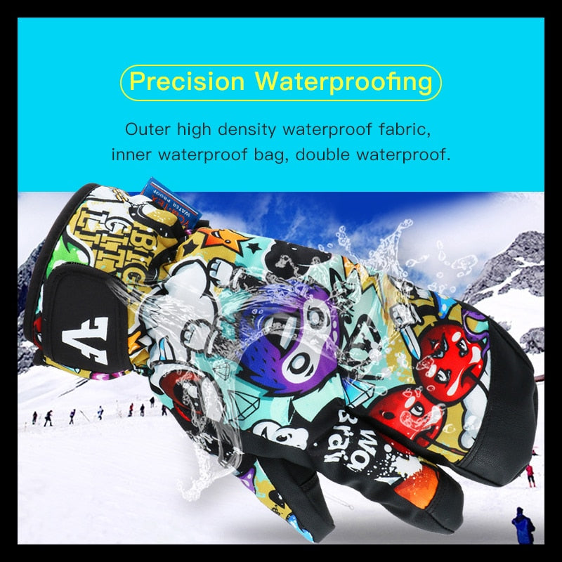 40 Thicken Adult Teenager Kids Ski Snowboard Gloves Windproof Waterproof Gloves Winter Thermal Outdoor Sport Mittens