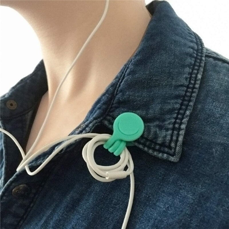 3/10Pcs Magnetic Silicone Earphone Cord Winder Cable Holder Multifunction Home Office Headphones USB Cable Wire Organizer Access