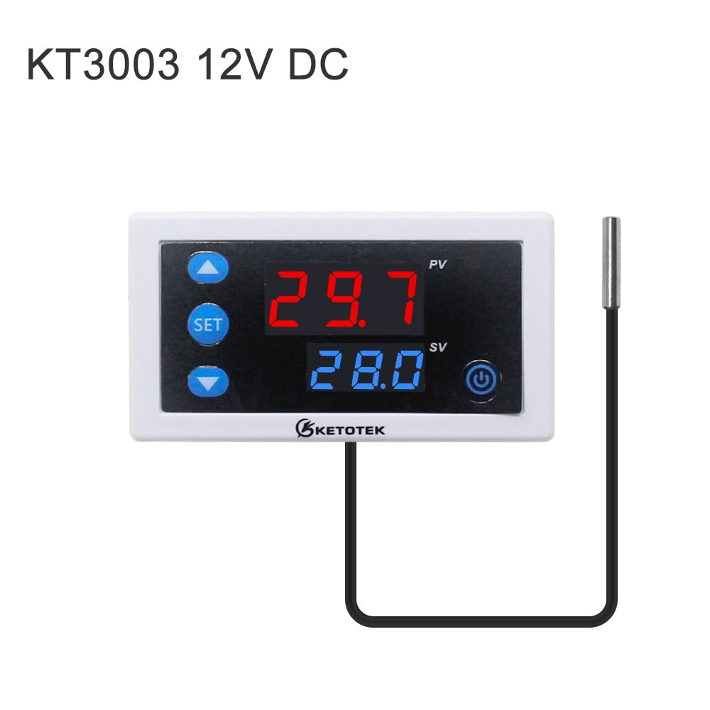 Digital Temperature Controller Thermostat W3230 DC 12V 24V AC110V-220V LED Display Heating Cooling White Black Waterproof Probe