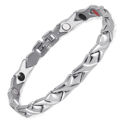 Rainso Stainless Steel Letter Hhape Power Energy Health Bracelet 4 In 1 Magnetic Germanium Healthy Bracelet For Women Jewelry