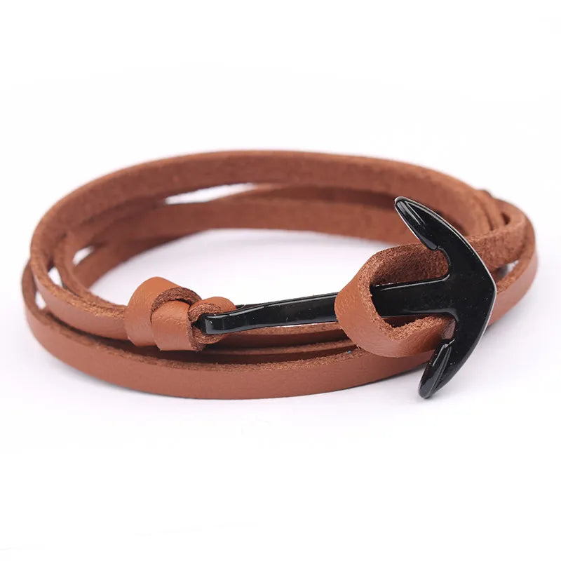 NIUYITID Leather Bracelet Men Jewelry Fashion Anchor Bracelet &amp; Bangle Female Women Braclet pulseira de couro masculina